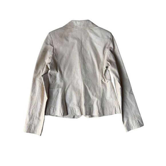Apt. 9 Beige Metallic Suede Genuine Leather Blazer - Picture 4 of 11